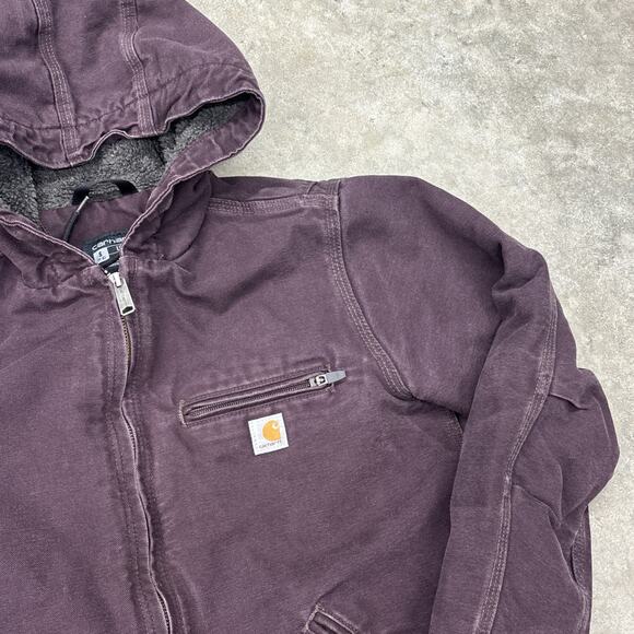 Carhartt Womens Sherpa Lined Jacket Coat Purple Women S Hooded Zip Plum Faded - Picture 6 of 13